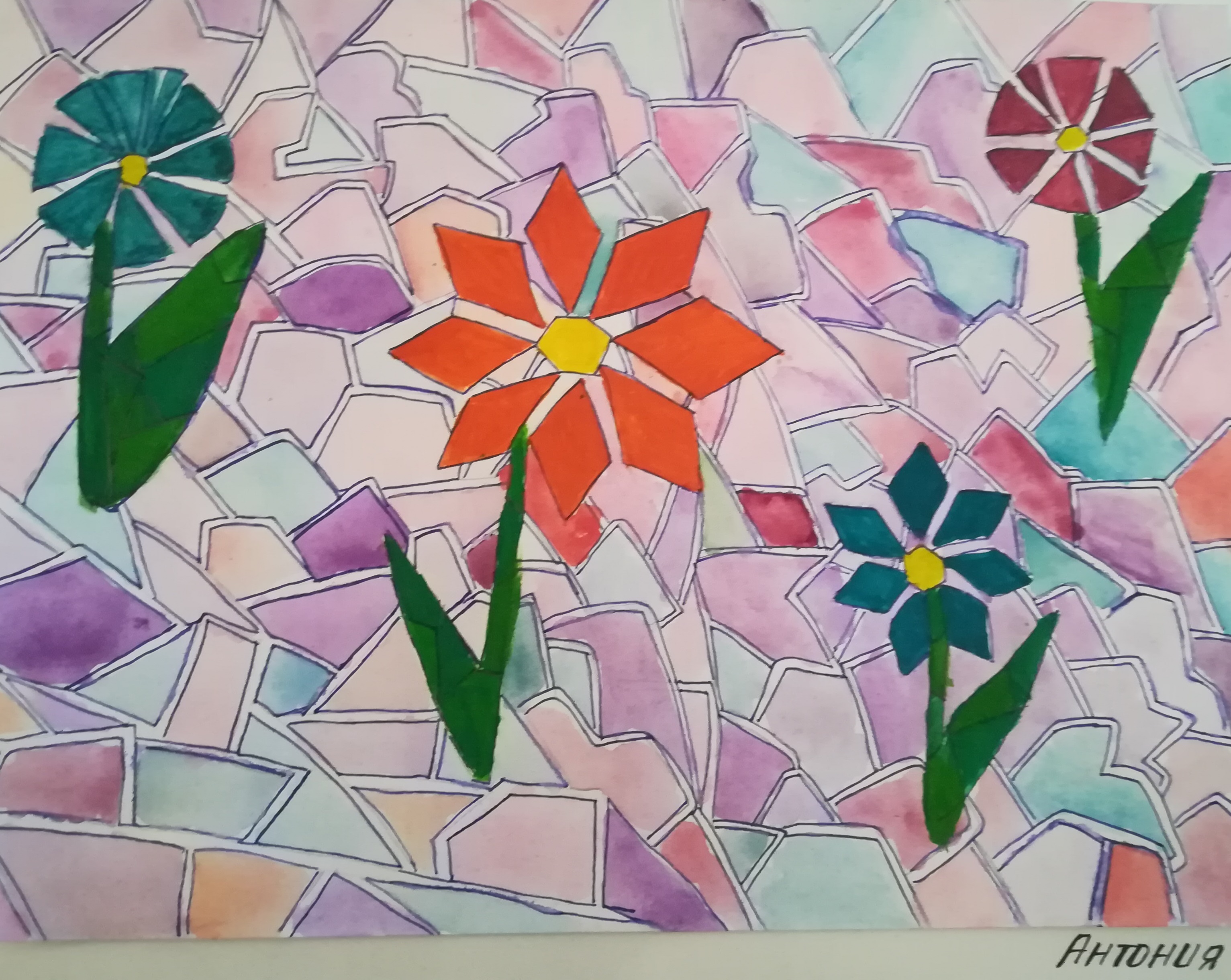 Мозайка с цветя 