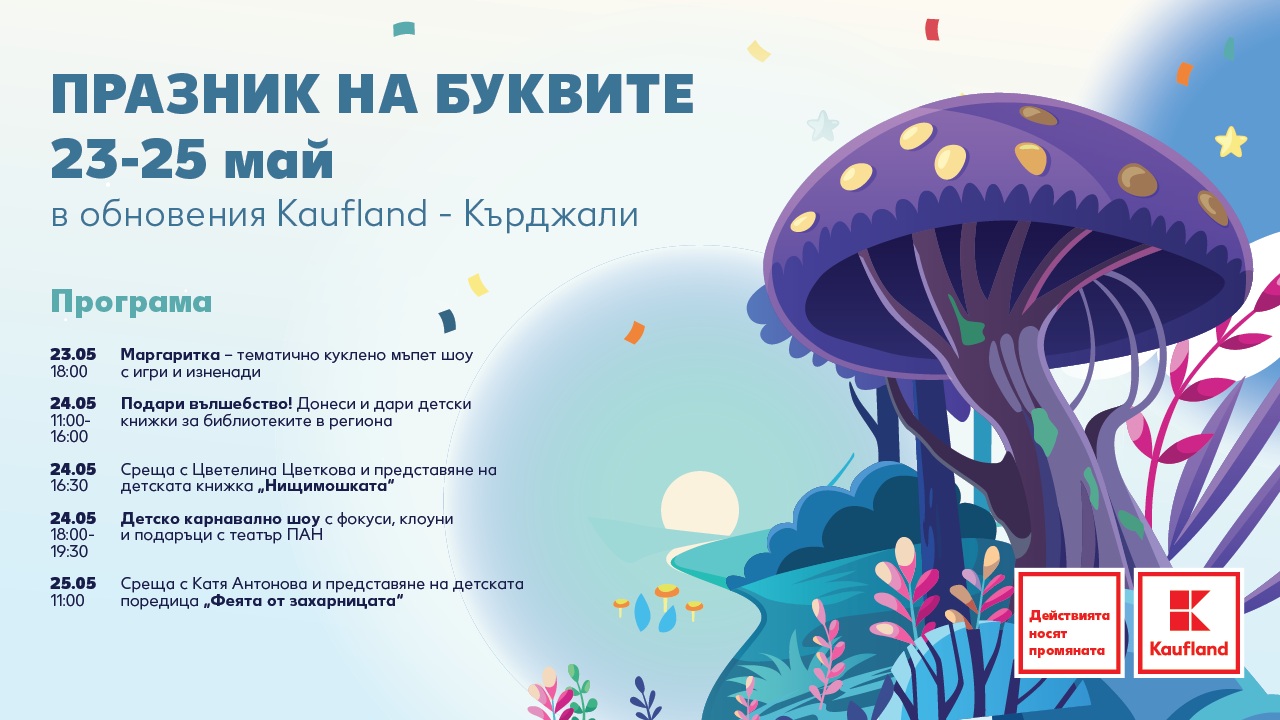 Най-любимите детски книжки оживяват на паркинга на обновения Kaufland в Кърджали между 23 и 25 май