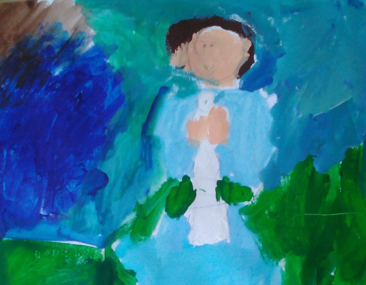 Момиче с гълъб, по Пикасо