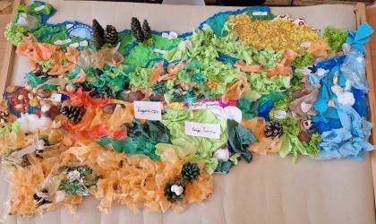 Ученици създават триизмерна карта на България от рециклирани материали 